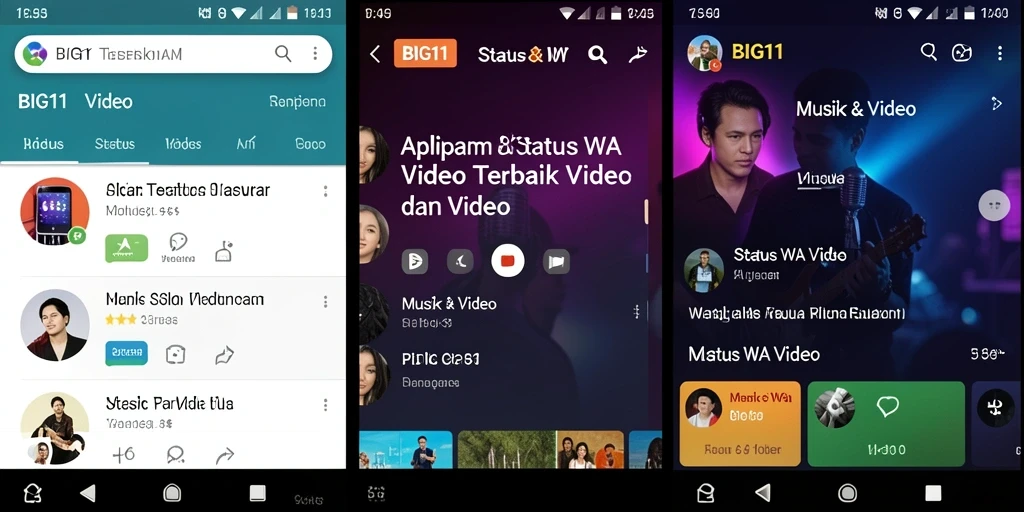 Tampilan antarmuka aplikasi BIG11 yang menampilkan koleksi video musik.