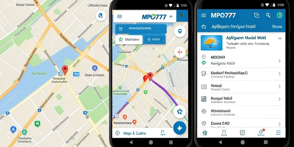 Antarmuka aplikasi MPO777 menampilkan peta dan navigasi yang jelas.