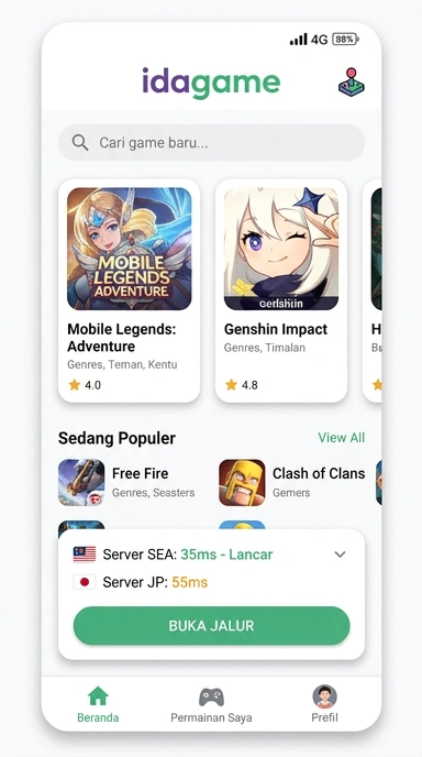 Tampilan link alternatif idagame