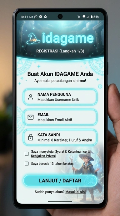 Tampilan halaman daftar idagame
