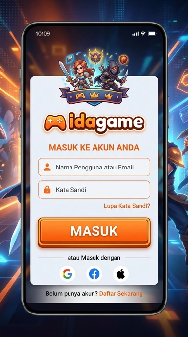 Tampilan halaman login idagame
